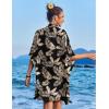 image:imageEkouaer Womens Swimsuit Cover Up 34 Sleeve Beachwear Bikini Coverups Button Down Oversized Cover Up Shirt S3XLPat4leaf