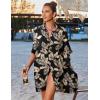 image:imageEkouaer Womens Swimsuit Cover Up 34 Sleeve Beachwear Bikini Coverups Button Down Oversized Cover Up Shirt S3XLPat4leaf