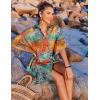 image:imageEkouaer Womens Swimsuit Cover Up 34 Sleeve Beachwear Bikini Coverups Button Down Oversized Cover Up Shirt S3XLPat5leaf