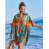 image:imageEkouaer Womens Swimsuit Cover Up 34 Sleeve Beachwear Bikini Coverups Button Down Oversized Cover Up Shirt S3XLPat5leaf