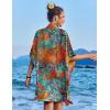 image:imageEkouaer Womens Swimsuit Cover Up 34 Sleeve Beachwear Bikini Coverups Button Down Oversized Cover Up Shirt S3XLPat5leaf