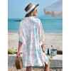 image:imageEkouaer Womens Swimsuit Cover Up 34 Sleeve Beachwear Bikini Coverups Button Down Oversized Cover Up Shirt S3XLPink Blue Water Color