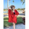 image:imageEkouaer Womens Swimsuit Cover Up 34 Sleeve Beachwear Bikini Coverups Button Down Oversized Cover Up Shirt S3XLRed