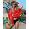 image:imageEkouaer Womens Swimsuit Cover Up 34 Sleeve Beachwear Bikini Coverups Button Down Oversized Cover Up Shirt S3XLRed