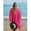 image:imageEkouaer Womens Swimsuit Cover Up 34 Sleeve Beachwear Bikini Coverups Button Down Oversized Cover Up Shirt S3XLRose
