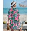 image:imageEkouaer Womens Swimsuit Cover Up 34 Sleeve Beachwear Bikini Coverups Button Down Oversized Cover Up Shirt S3XLWatercolor Coconut Tree