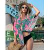 image:imageEkouaer Womens Swimsuit Cover Up 34 Sleeve Beachwear Bikini Coverups Button Down Oversized Cover Up Shirt S3XLWatercolor Coconut Tree