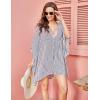 image:imageEkouaer Womens Swimsuit Cover Up 34 Sleeve Beachwear Bikini Coverups Button Down Oversized Cover Up Shirt S3XLWhite Stripe