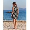 image:imageEkouaer Womens Swimsuit Cover Up Pleated Front Bathing Suit Coverups 2026 Casual Tank Beach Dress with Pockets S2XLKhaki Black Leaf