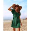 image:imageEkouaer Womens Swimsuit Cover Up Swiss Dots Chiffon Bikini Beachwear Flowy Pom Pom CoverupsAdark Green