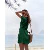 image:imageEkouaer Womens Swimsuit Cover Up Swiss Dots Chiffon Bikini Beachwear Flowy Pom Pom CoverupsAdark Green