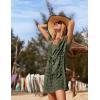 image:imageEkouaer Womens Swimsuit Cover Up Swiss Dots Chiffon Bikini Beachwear Flowy Pom Pom CoverupsAdeep Army Green