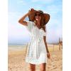 image:imageEkouaer Womens Swimsuit Cover Up Swiss Dots Chiffon Bikini Beachwear Flowy Pom Pom CoverupsAwhite