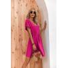 image:imageEkouaer Womens Swimsuit Cover Up Swiss Dots Chiffon Bikini Beachwear Flowy Pom Pom CoverupsBhot Pink