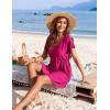 image:imageEkouaer Womens Swimsuit Cover Up Swiss Dots Chiffon Bikini Beachwear Flowy Pom Pom CoverupsBhot Pink
