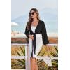 image:imageEkouaer Womens Swimsuit Cover Ups Tie Front Long Sleeve Top Kimono for Women Bikini Shirt Summer CardiganBlack