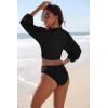 image:imageEkouaer Womens Swimsuit Cover Ups Tie Front Long Sleeve Top Kimono for Women Bikini Shirt Summer CardiganBlack