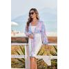 image:imageEkouaer Womens Swimsuit Cover Ups Tie Front Long Sleeve Top Kimono for Women Bikini Shirt Summer CardiganColor Printing