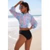 image:imageEkouaer Womens Swimsuit Cover Ups Tie Front Long Sleeve Top Kimono for Women Bikini Shirt Summer CardiganColor Printing