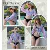 image:imageEkouaer Womens Swimsuit Cover Ups Tie Front Long Sleeve Top Kimono for Women Bikini Shirt Summer CardiganColor Printing