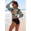 image:imageEkouaer Womens Swimsuit Cover Ups Tie Front Long Sleeve Top Kimono for Women Bikini Shirt Summer CardiganGreen Leaves