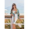image:imageEkouaer Womens Swimsuit Cover Ups Tie Front Long Sleeve Top Kimono for Women Bikini Shirt Summer CardiganGreen Leaves