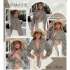 image:imageEkouaer Womens Swimsuit Cover Ups Tie Front Long Sleeve Top Kimono for Women Bikini Shirt Summer CardiganLeopard Print