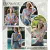 image:imageEkouaer Womens Swimsuit Cover Ups Tie Front Long Sleeve Top Kimono for Women Bikini Shirt Summer CardiganMulticolor Leaves