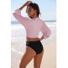 image:imageEkouaer Womens Swimsuit Cover Ups Tie Front Long Sleeve Top Kimono for Women Bikini Shirt Summer CardiganPink