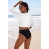 image:imageEkouaer Womens Swimsuit Cover Ups Tie Front Long Sleeve Top Kimono for Women Bikini Shirt Summer CardiganWhite