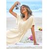 image:imageEkouaer Womens Swimsuit Coverup Short Sleeve Beach Cover Up Dress V Neck Bikini BeachwearBeige01