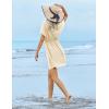 image:imageEkouaer Womens Swimsuit Coverup Short Sleeve Beach Cover Up Dress V Neck Bikini BeachwearBeige01