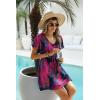 image:imageEkouaer Womens Swimsuit Coverup Short Sleeve Beach Cover Up Dress V Neck Bikini BeachwearBlack Palm Leaf01