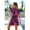 image:imageEkouaer Womens Swimsuit Coverup Short Sleeve Beach Cover Up Dress V Neck Bikini BeachwearBlack Palm Leaf01
