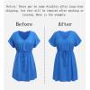 image:imageEkouaer Womens Swimsuit Coverup Short Sleeve Beach Cover Up Dress V Neck Bikini BeachwearBlack Palm Leaf01