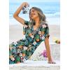 image:imageEkouaer Womens Swimsuit Coverup Short Sleeve Beach Cover Up Dress V Neck Bikini BeachwearBlack Pineapples01