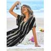 image:imageEkouaer Womens Swimsuit Coverup Short Sleeve Beach Cover Up Dress V Neck Bikini BeachwearBlack Tie Dye01