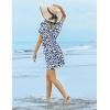 image:imageEkouaer Womens Swimsuit Coverup Short Sleeve Beach Cover Up Dress V Neck Bikini BeachwearBlue Leaf Print01