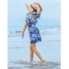 image:imageEkouaer Womens Swimsuit Coverup Short Sleeve Beach Cover Up Dress V Neck Bikini BeachwearBlue Tie Dye01