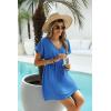 image:imageEkouaer Womens Swimsuit Coverup Short Sleeve Beach Cover Up Dress V Neck Bikini BeachwearBlue201