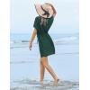 image:imageEkouaer Womens Swimsuit Coverup Short Sleeve Beach Cover Up Dress V Neck Bikini BeachwearDark Green201