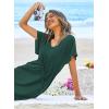 image:imageEkouaer Womens Swimsuit Coverup Short Sleeve Beach Cover Up Dress V Neck Bikini BeachwearDark Green201