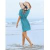 image:imageEkouaer Womens Swimsuit Coverup Short Sleeve Beach Cover Up Dress V Neck Bikini BeachwearDark Peacock Blue01