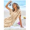 image:imageEkouaer Womens Swimsuit Coverup Short Sleeve Beach Cover Up Dress V Neck Bikini BeachwearKhaki Tie Dye01