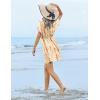 image:imageEkouaer Womens Swimsuit Coverup Short Sleeve Beach Cover Up Dress V Neck Bikini BeachwearKhaki Tie Dye01