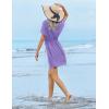 image:imageEkouaer Womens Swimsuit Coverup Short Sleeve Beach Cover Up Dress V Neck Bikini BeachwearLavender01