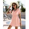 image:imageEkouaer Womens Swimsuit Coverup Short Sleeve Beach Cover Up Dress V Neck Bikini BeachwearLight Pink201