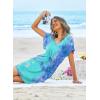 image:imageEkouaer Womens Swimsuit Coverup Short Sleeve Beach Cover Up Dress V Neck Bikini BeachwearMarine Tie Dye01