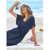 image:imageEkouaer Womens Swimsuit Coverup Short Sleeve Beach Cover Up Dress V Neck Bikini BeachwearNavy Blue201