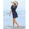 image:imageEkouaer Womens Swimsuit Coverup Short Sleeve Beach Cover Up Dress V Neck Bikini BeachwearNavy Blue201